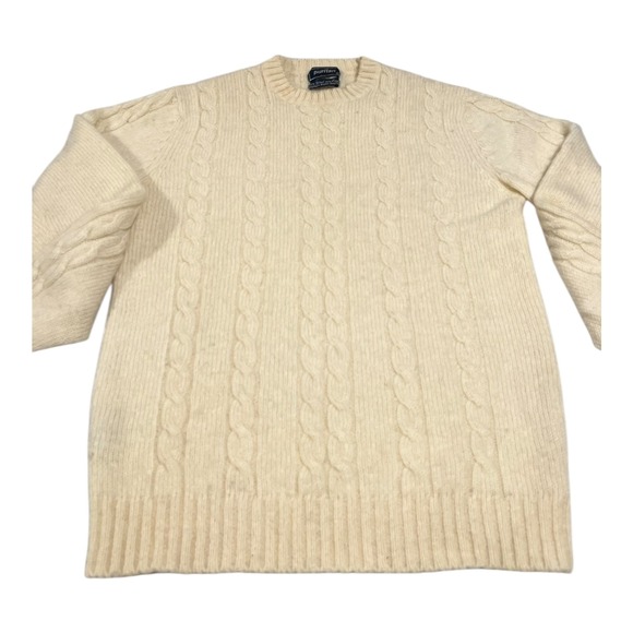 Vintage Puritan Cable Knit Sweater Cream Wool Acrylic Blend Men's Size M - Picture 3 of 12